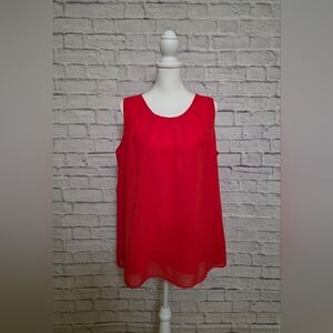 Chic Red Sleeveless Chiffon Women's Top